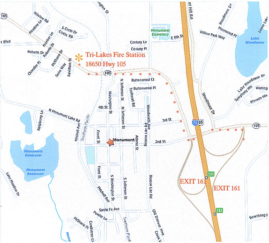 I-25 to Tri-Lakes FD map